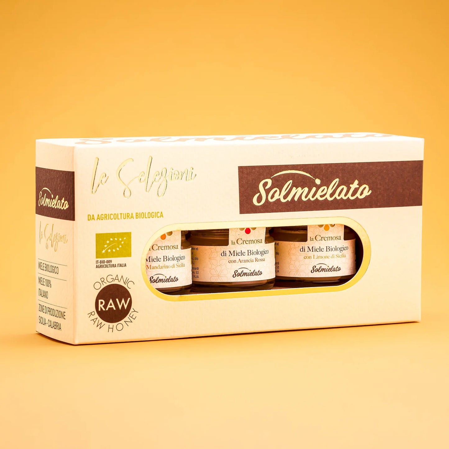 Box 3 cremose di miele da 30g Solmielato Le Selezioni con mandarino, arancia rossa e limone