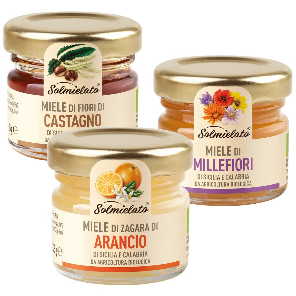 Confezione con 3 assaggi di miele da 30g omaggio